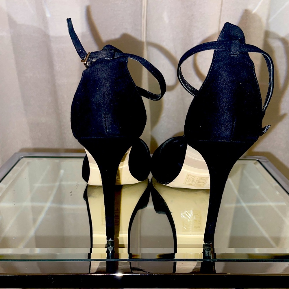 T-Strap Black Suede Heels